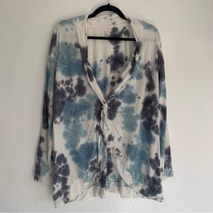 Livi Lane Bryant Blue Tie Dye Cardigan Stretch Jersey Flattering Athletic Yoga
